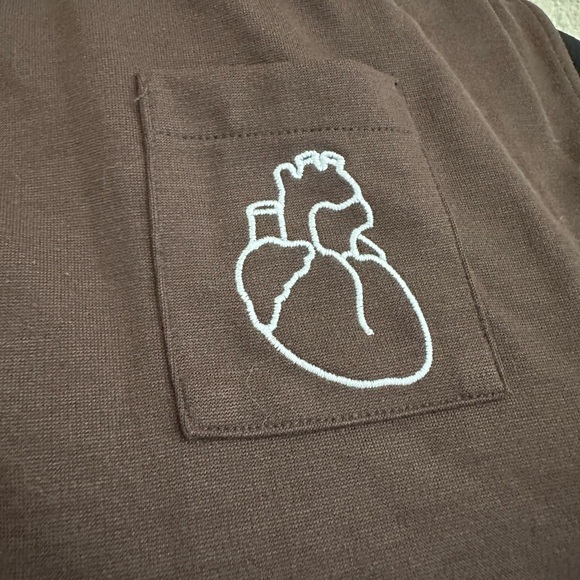 Y2k,90s Brown Jumper Overall Maxi Dress. big embroidered heart, Portugal Made - Picture 3 of 11